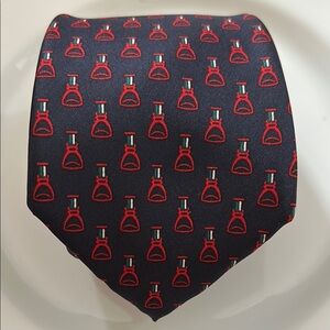 Capri Navy Blue and Red Patterned Men's  Silk Tie